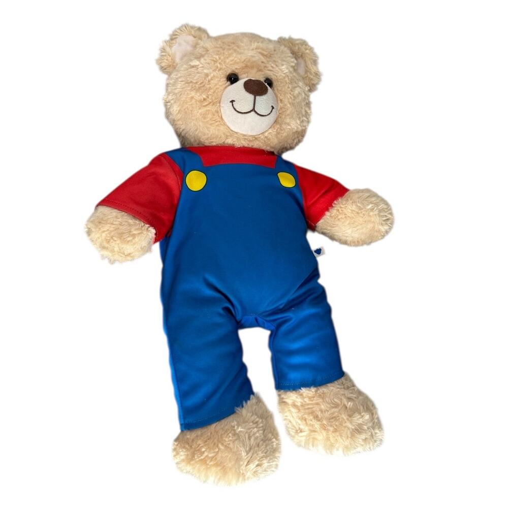 Build A Bear Mario Plush Teddy Bear Nintendo Super Mario BAB Outfit No Hat